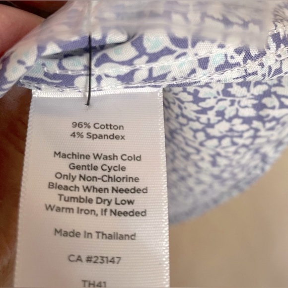 NWT Talbots 16P Floral Button Down Blouse Purple Blue White 3/4 Sleeve Cotton - Picture 4 of 12